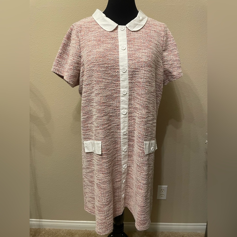 ModCloth Pink Multi Tweed Dress Collar Sz 2X Vintage look Washed never worn
